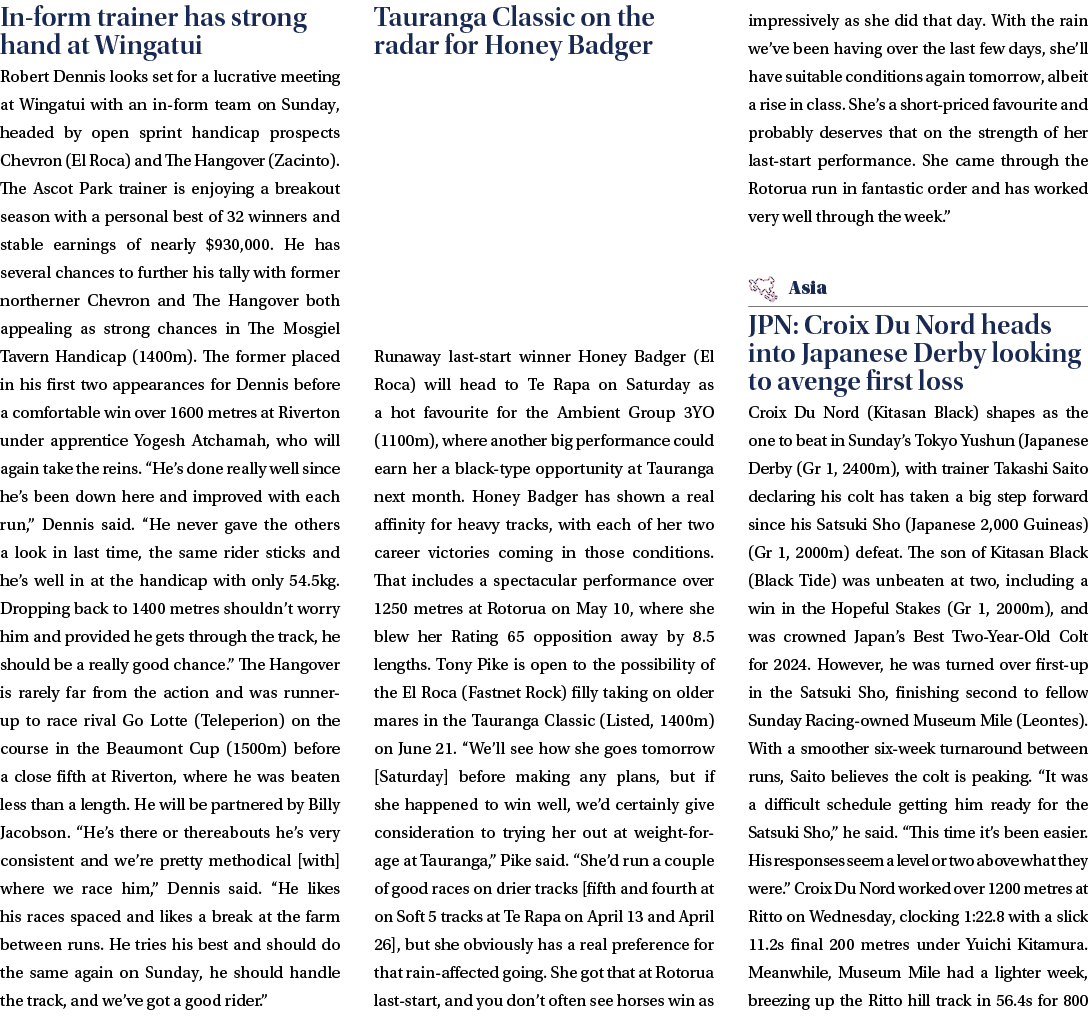 In form trainer has strong hand at Wingatui Robert Dennis looks set for a lucrative meeting at Wingatui with an in fo...