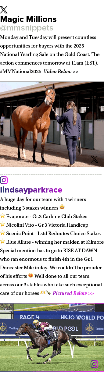 ￼ Magic Millions @mmsnippets Monday and Tuesday will present countless opportunities for buyers with the 2025 Nationa...