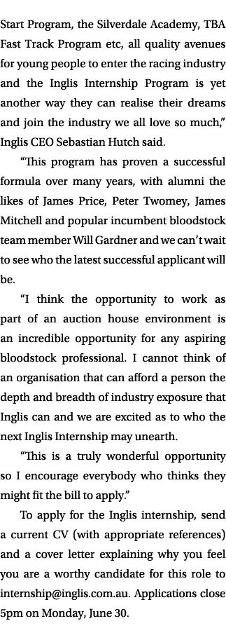Start Program, the Silverdale Academy, TBA Fast Track Program etc, all quality avenues for young people to enter the ...