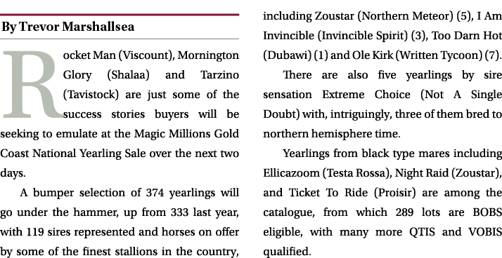 ￼ Rocket Man (Viscount), Mornington Glory (Shalaa) and Tarzino (Tavistock) are just some of the success stories buyer...
