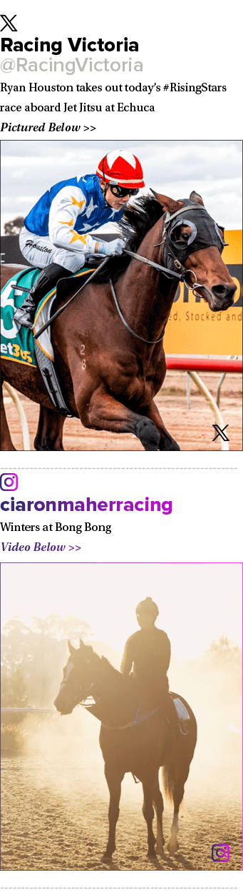 ￼ Racing Victoria @RacingVictoria Ryan Houston takes out today’s #RisingStars race aboard Jet Jitsu at Echuca Picture...
