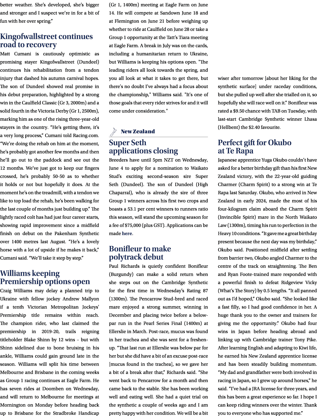 better weather. She’s developed, she’s bigger and stronger and I suspect we’re in for a bit of fun with her over spri...