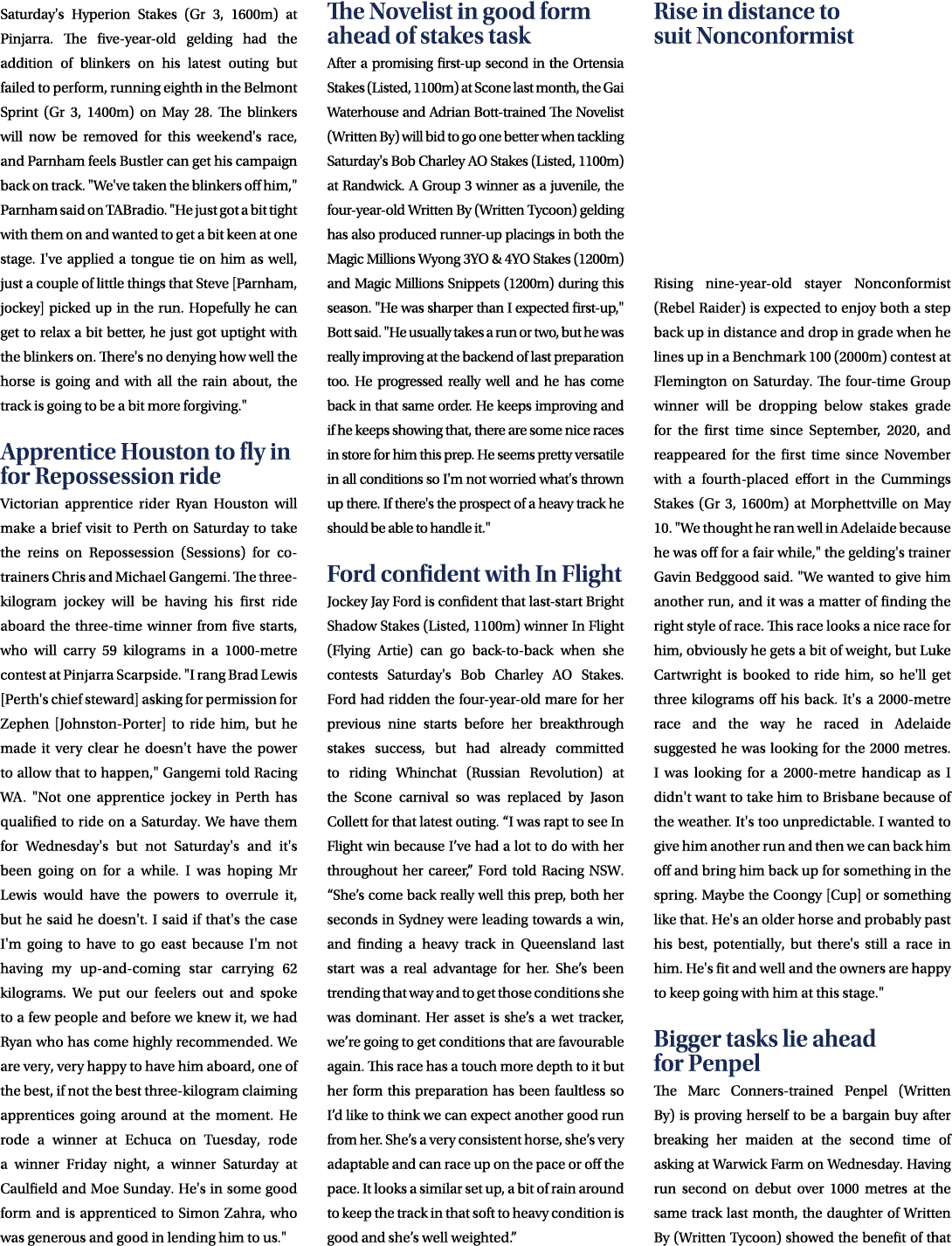 Saturday's Hyperion Stakes (Gr 3, 1600m) at Pinjarra. The five year old gelding had the addition of blinkers on his l...