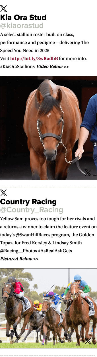 ￼ Kia Ora Stud @kiaorastud A select stallion roster built on class, performance and pedigree—delivering The Speed You...