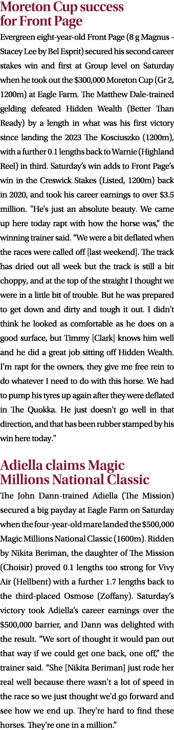 Moreton Cup success for Front Page Evergreen eight year old Front Page (8 g Magnus Stacey Lee by Bel Esprit) secured ...