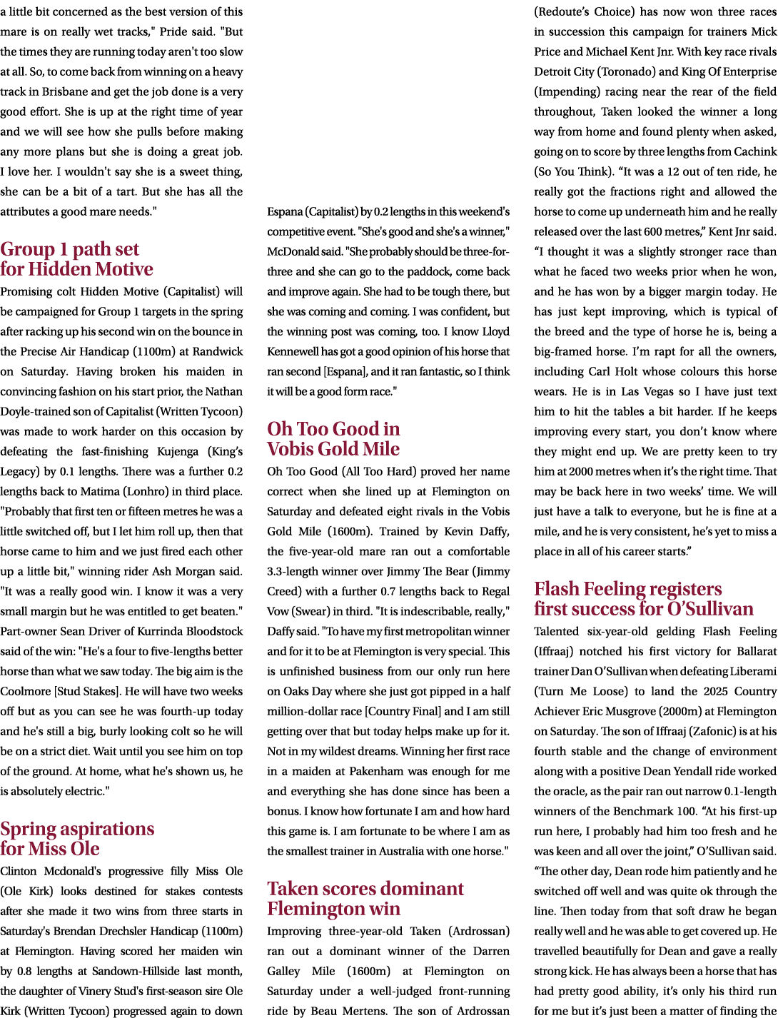 a little bit concerned as the best version of this mare is on really wet tracks,\“ Pride said. \"But the times they a...