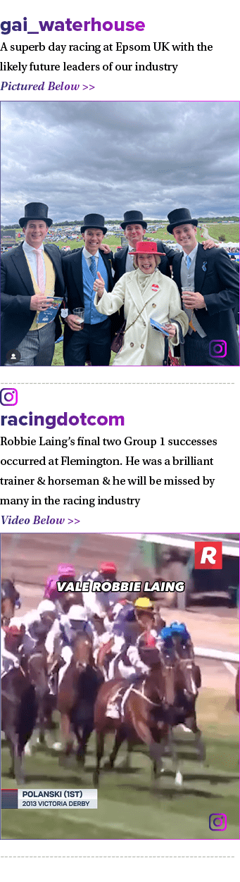 gai_waterhouse A superb day racing at Epsom UK with the likely future leaders of our industry Pictured Below   ￼ ￼ r...