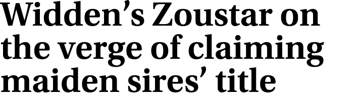 Widden’s Zoustar on the verge of claiming maiden sires’ title