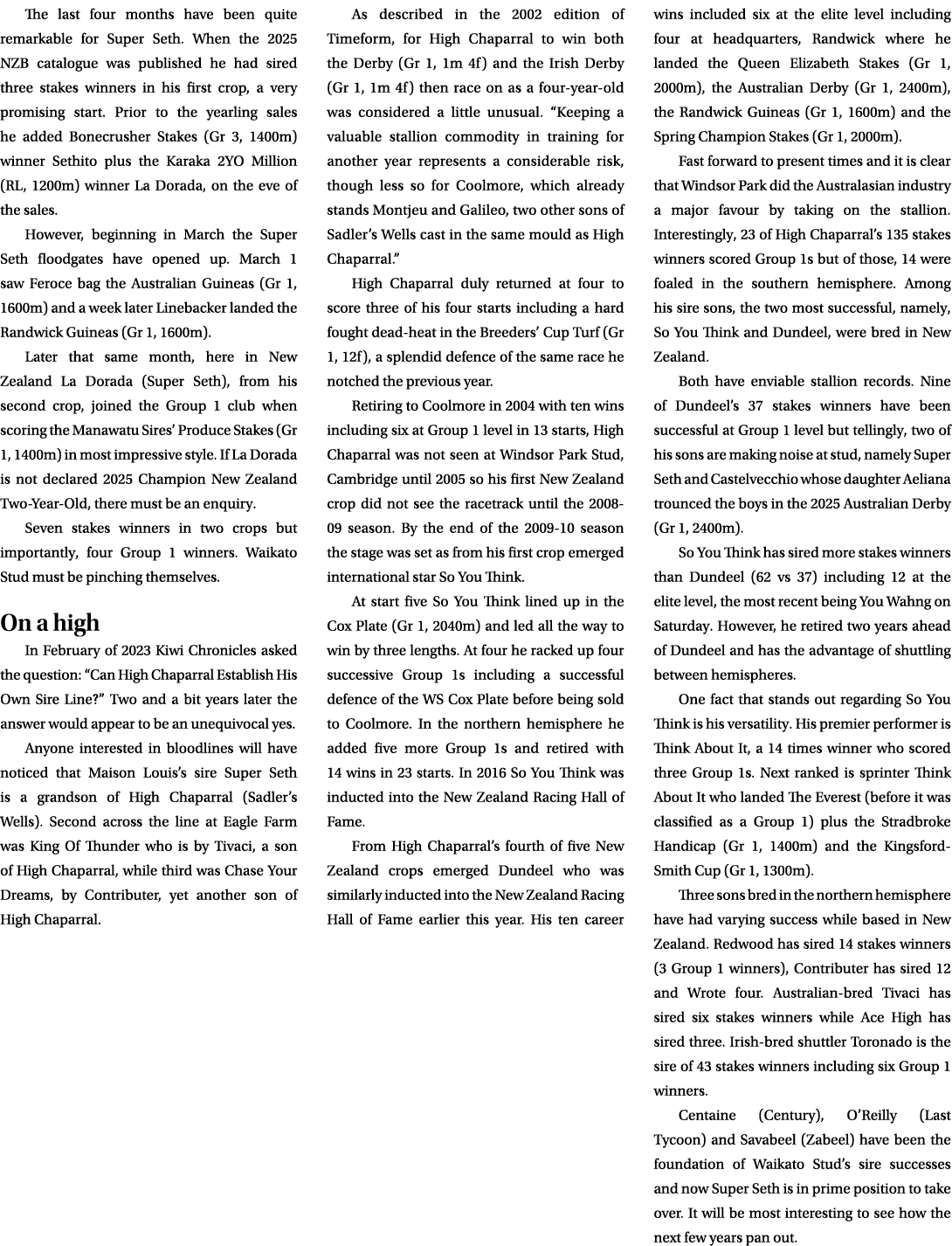 The last four months have been quite remarkable for Super Seth. When the 2025 NZB catalogue was published he had sire...