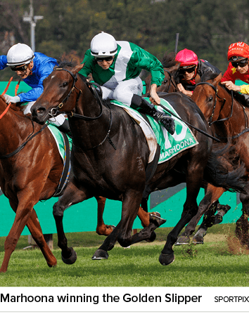 Marhoona winning the Golden Slipper sportpi
