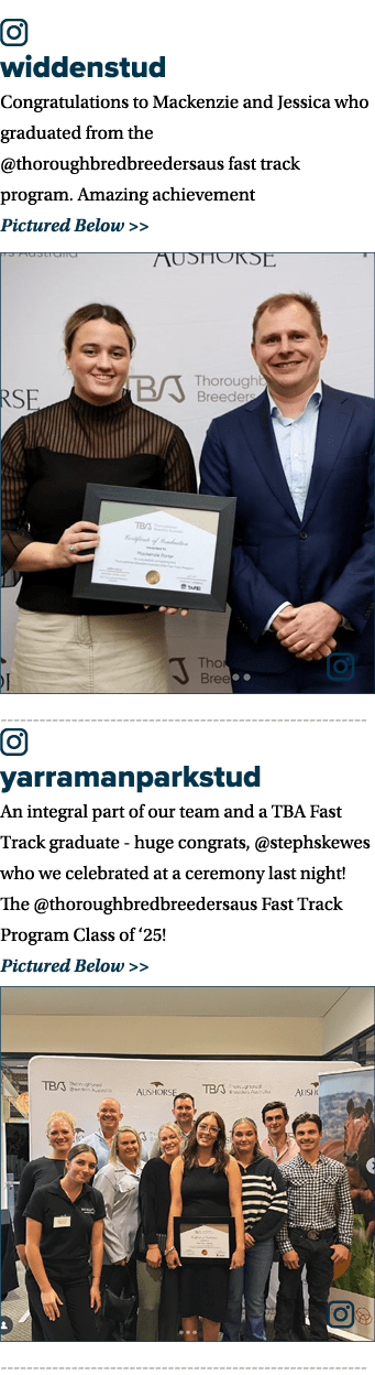 ￼ widdenstud Congratulations to Mackenzie and Jessica who graduated from the @thoroughbredbreedersaus fast track prog...