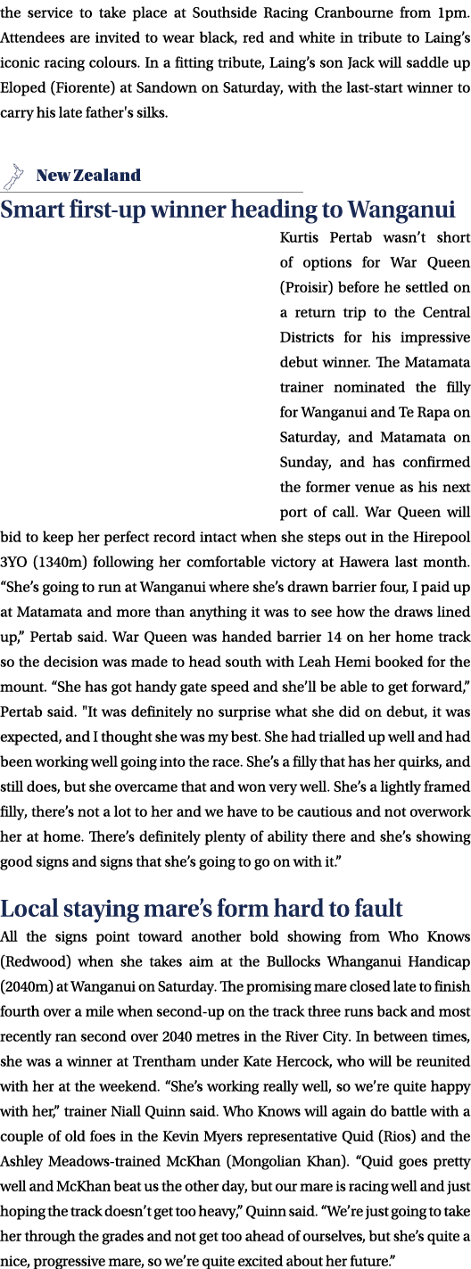 the service to take place at Southside Racing Cranbourne from 1pm. Attendees are invited to wear black, red and white...