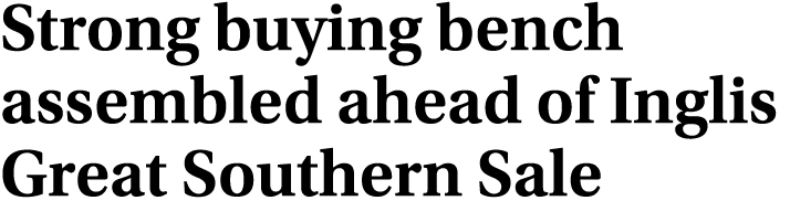 Strong buying bench assembled ahead of Inglis Great Southern Sale