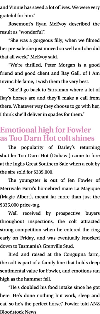 and Vinnie has saved a lot of lives. We were very grateful for him.” Rosemont’s Ryan McEvoy described the result as “...