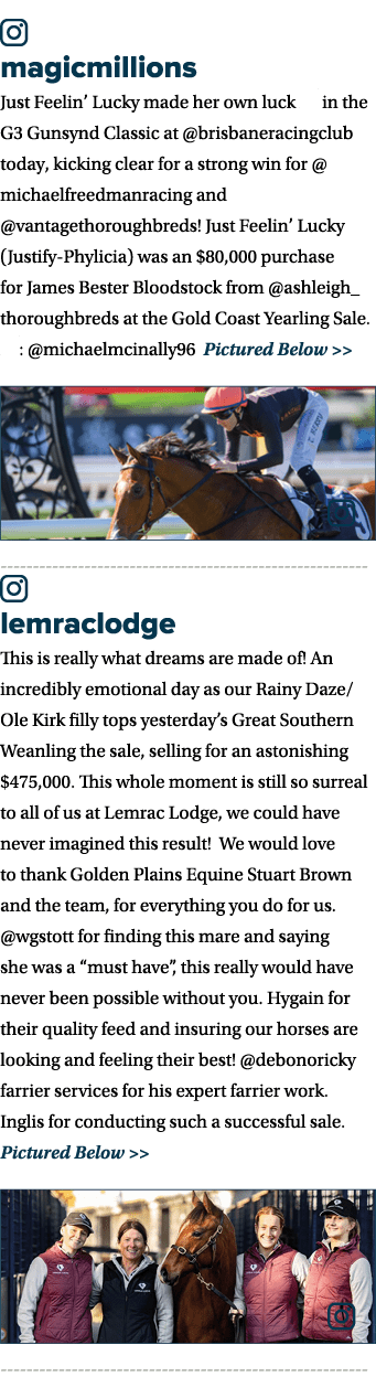 ￼ magicmillions Just Feelin’ Lucky made her own luck 🍀 in the G3 Gunsynd Classic at @brisbaneracingclub today, kicki...