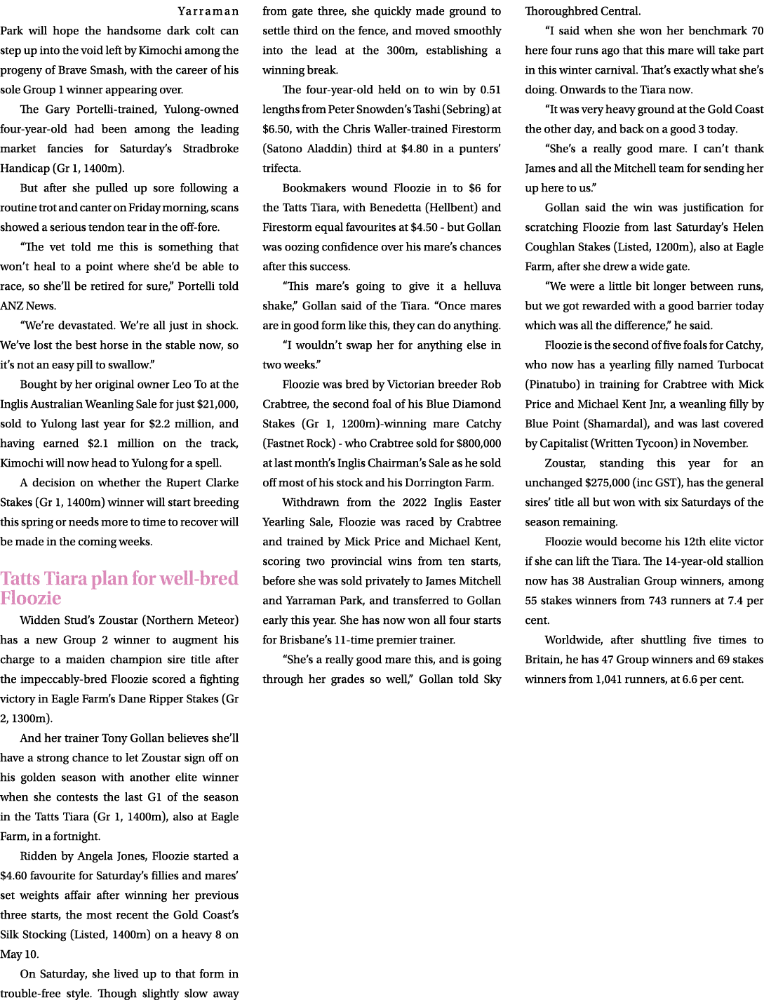 Yarraman Park will hope the handsome dark colt can step up into the void left by Kimochi among the progeny of Brave S...