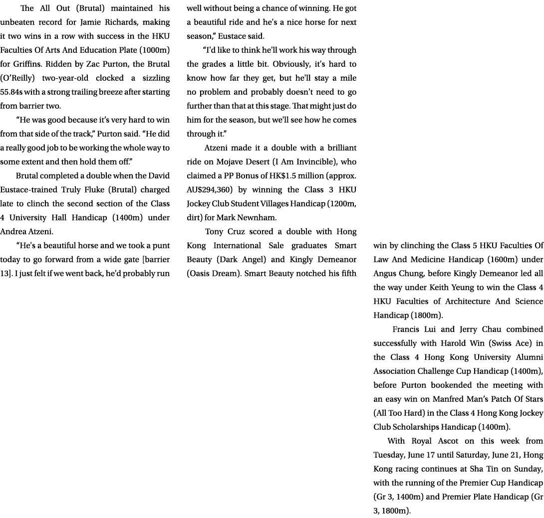  The All Out (Brutal) maintained his unbeaten record for Jamie Richards, making it two wins in a row with success in ...