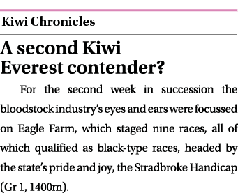  ￼ A second Kiwi Everest contender? For the second week in succession the bloodstock industry’s eyes and ears were fo...