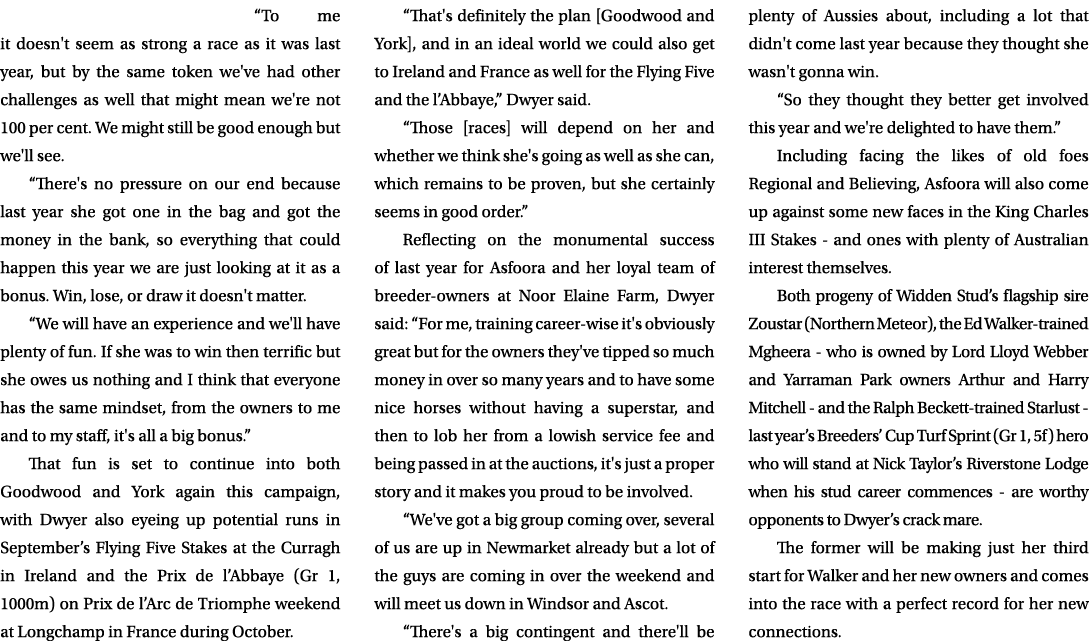 “To me it doesn't seem as strong a race as it was last year, but by the same token we've had other challenges as well...