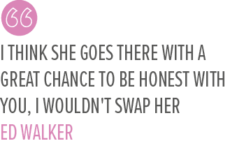 I think she goes there with a great chance to be honest with you, I wouldn't swap her Ed Walke
