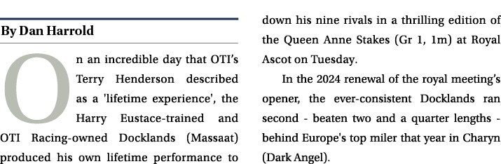￼ On an incredible day that OTI’s Terry Henderson described as a 'lifetime experience', the Harry Eustace trained and...