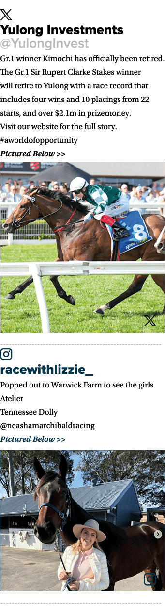 ￼ Yulong Investments @YulongInvest Gr.1 winner Kimochi has officially been retired. The Gr.1 Sir Rupert Clarke Stakes...