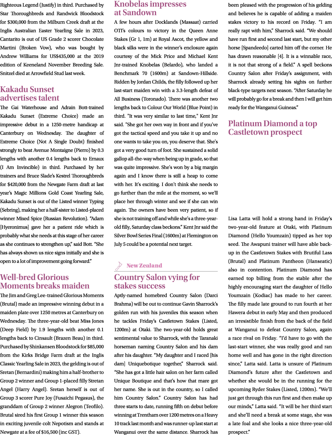 Righteous Legend (Justify) in third. Purchased by Star Thoroughbreds and Randwick Bloodstock for $300,000 from the Mi...