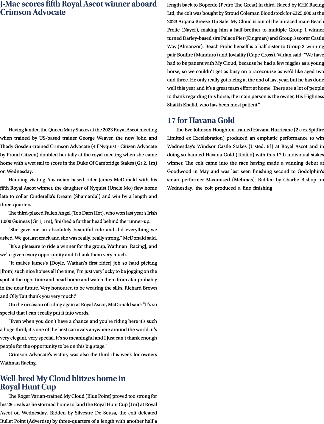 J Mac scores fifth Royal Ascot winner aboard Crimson Advocate Having landed the Queen Mary Stakes at the 2023 Royal A...