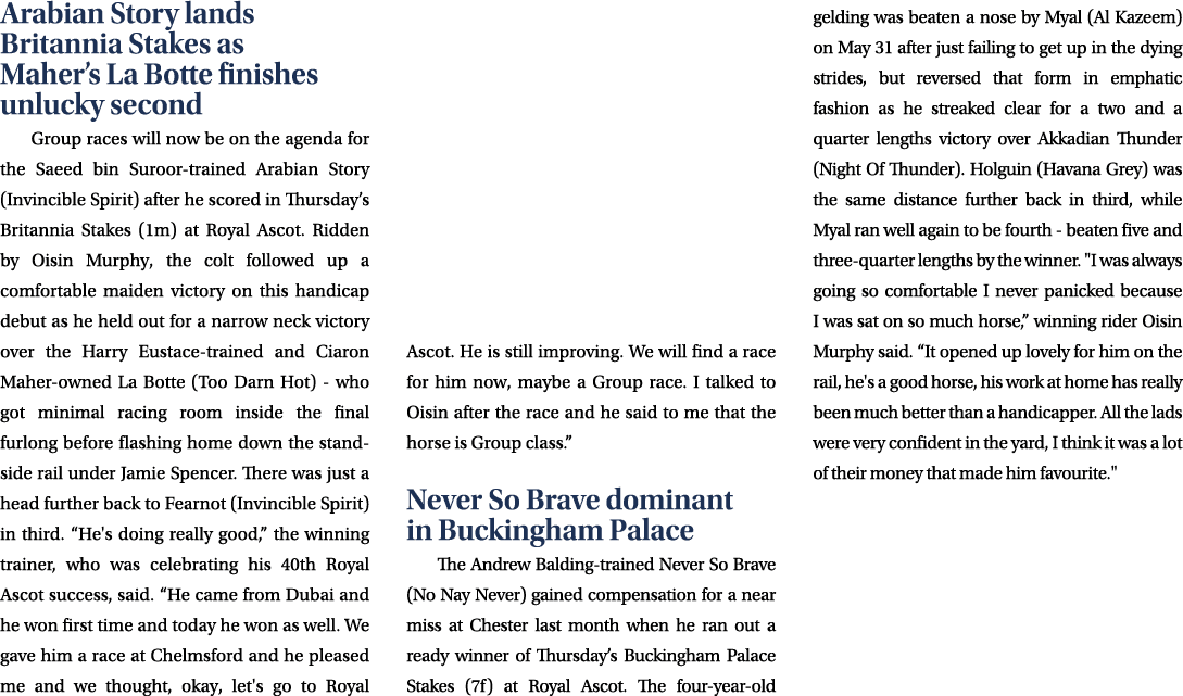 Arabian Story lands Britannia Stakes as Maher’s La Botte finishes unlucky second Group races will now be on the agend...