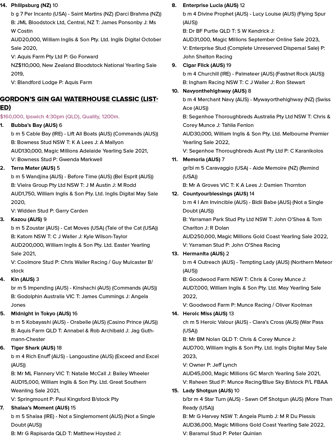 14. Philipsburg (NZ) 10 b g 7 Per Incanto (USA) Saint Martins (NZ) (Darci Brahma (NZ)) B: JML Bloodstock Ltd, Central...