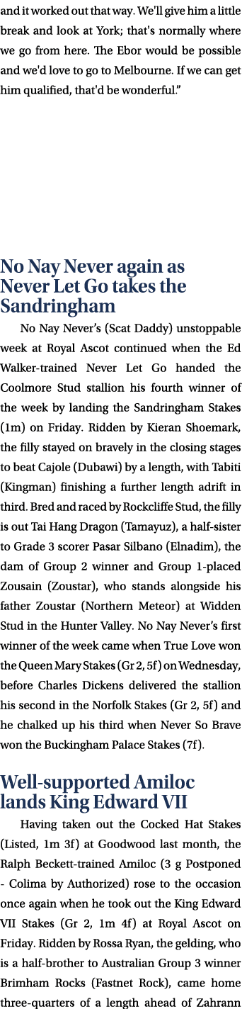 and it worked out that way. We'll give him a little break and look at York; that's normally where we go from here. Th...