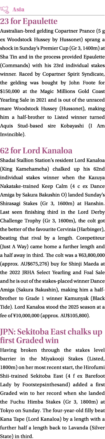 ￼ 23 for Epaulette Australian bred gelding Copartner Prance (5 g ex Woodstock Hussey by Hussonet) sprang a shock in S...