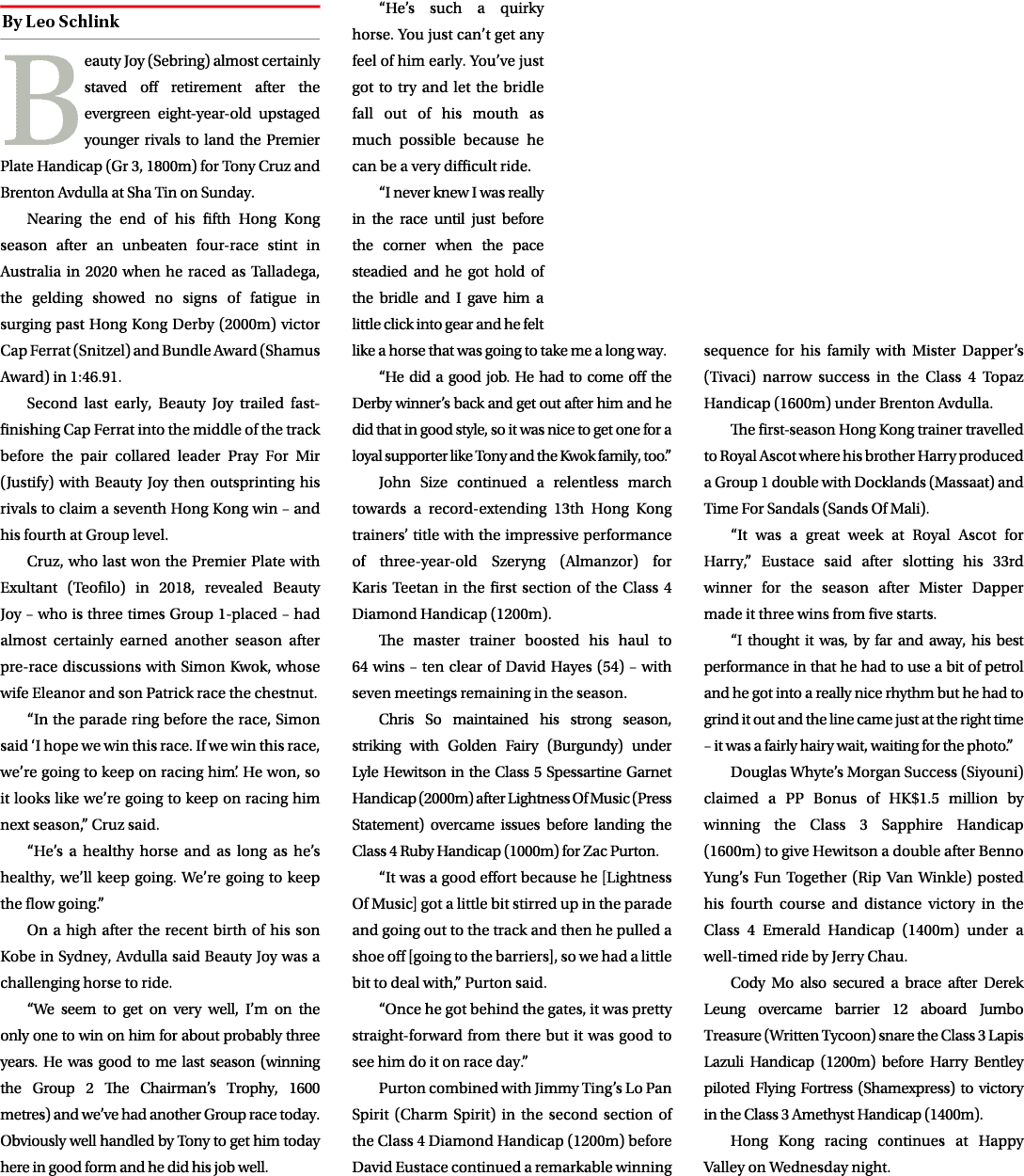 ￼ Beauty Joy (Sebring) almost certainly staved off retirement after the evergreen eight year old upstaged younger riv...