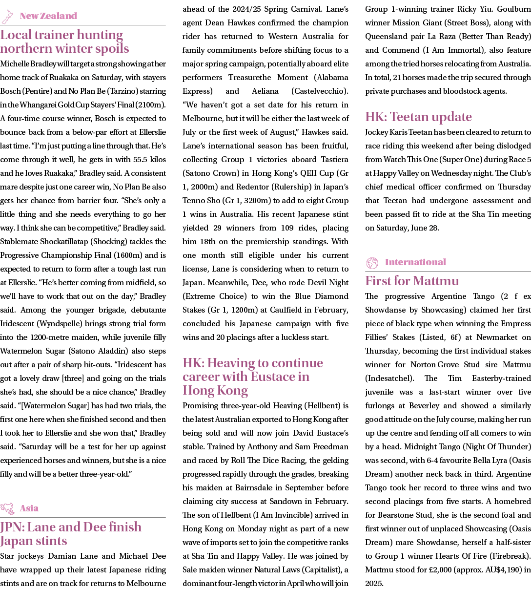 ￼ Local trainer hunting northern winter spoils Michelle Bradley will target a strong showing at her home track of Rua...
