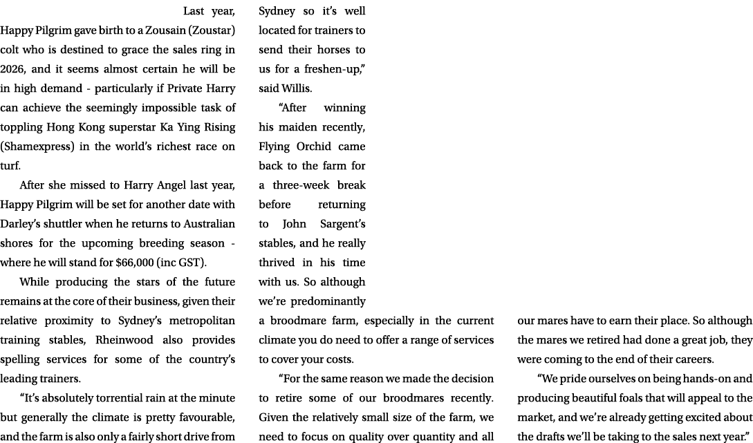  Last year, Happy Pilgrim gave birth to a Zousain (Zoustar) colt who is destined to grace the sales ring in 2026, and...