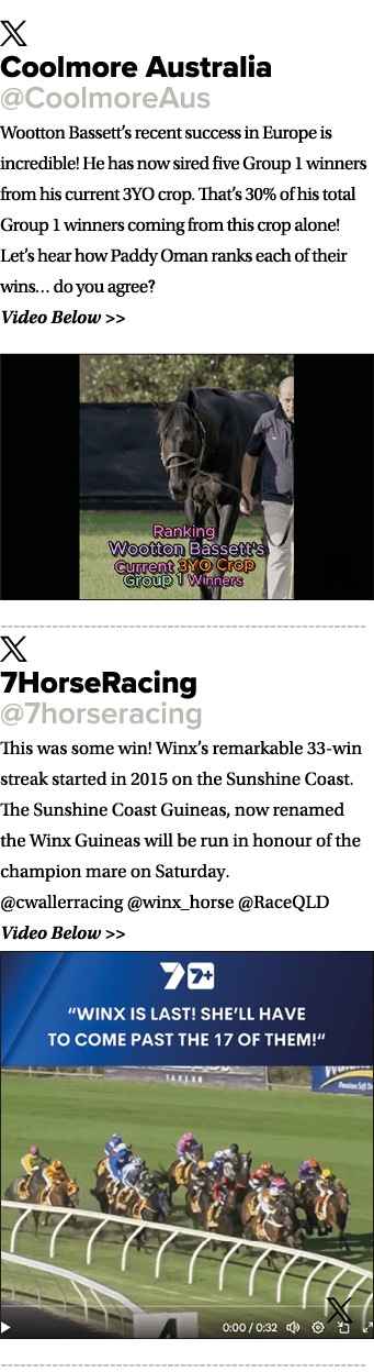 ￼ Coolmore Australia @CoolmoreAus Wootton Bassett’s recent success in Europe is incredible! He has now sired five Gro...