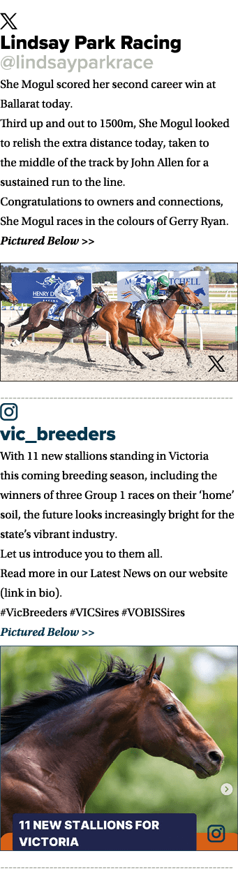 ￼ Lindsay Park Racing @lindsayparkrace She Mogul scored her second career win at Ballarat today. Third up and out to ...