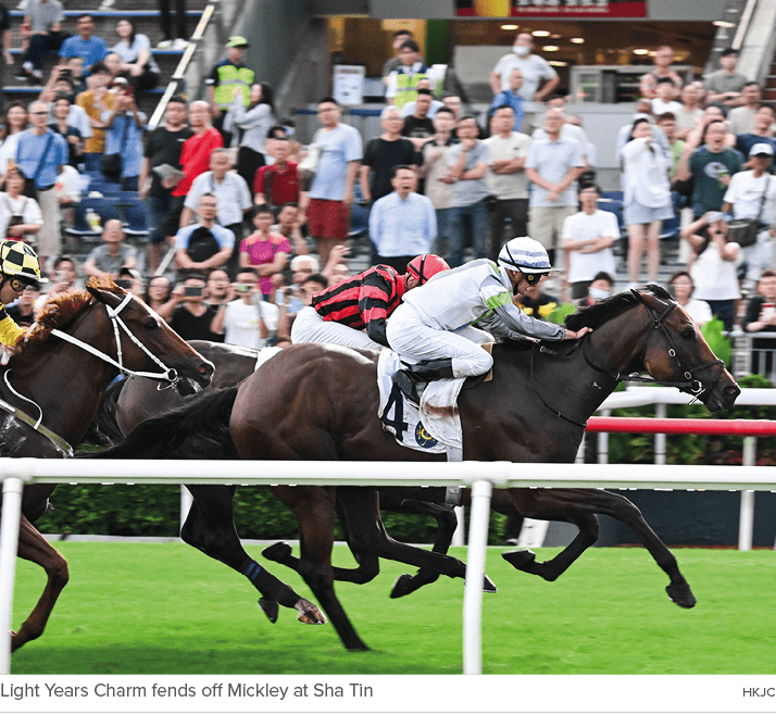 Light Years Charm fends off Mickley at Sha Tin hkj