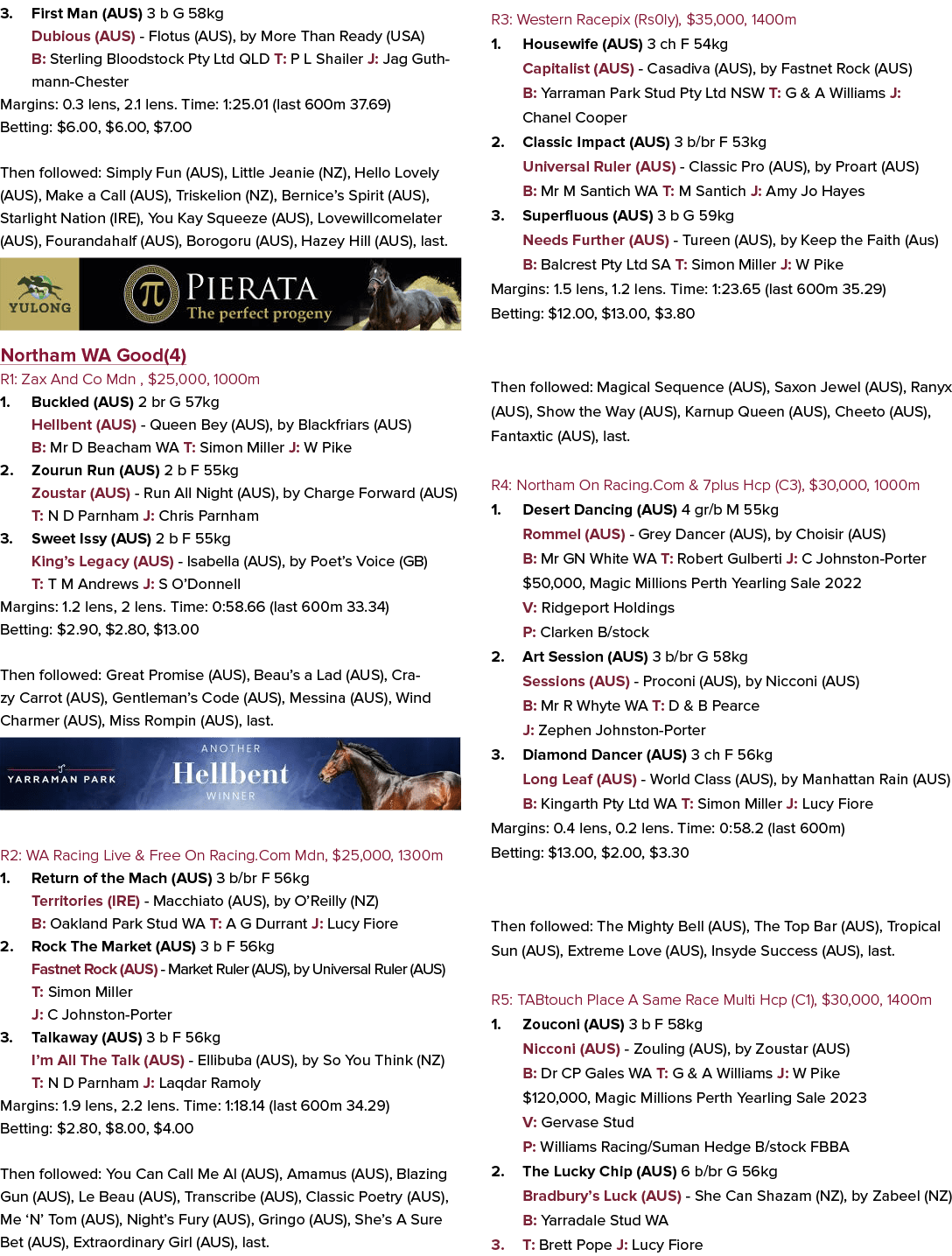 3. First Man (AUS) 3 b G 58kg Dubious (AUS) Flotus (AUS), by More Than Ready (USA) B: Sterling Bloodstock Pty Ltd QLD...