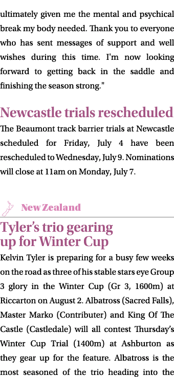 ultimately given me the mental and psychical break my body needed. Thank you to everyone who has sent messages of sup...