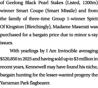 of Geelong Black Pearl Stakes (Listed, 1200m) winner Smart Coupe (Smart Missile) and from the family of three time Gr...