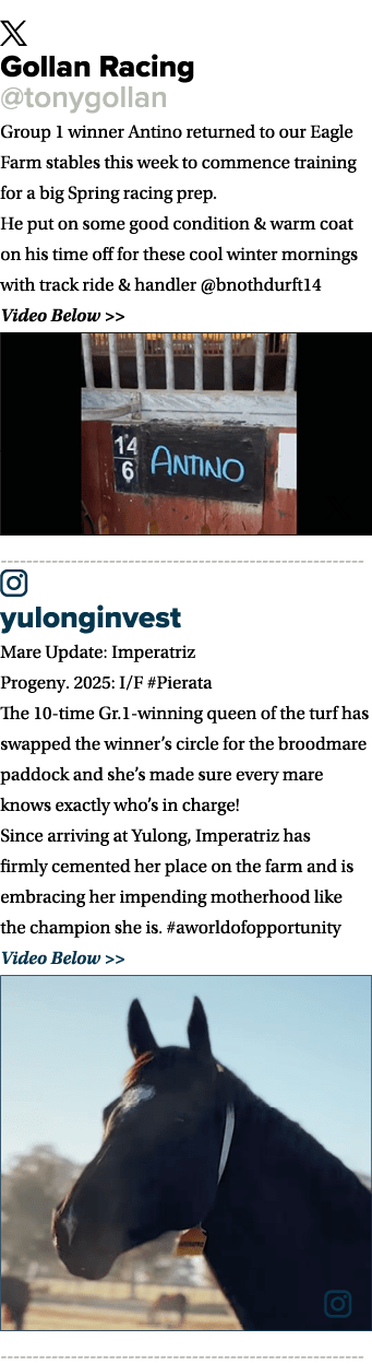 ￼ Gollan Racing @tonygollan Group 1 winner Antino returned to our Eagle Farm stables this week to commence training f...