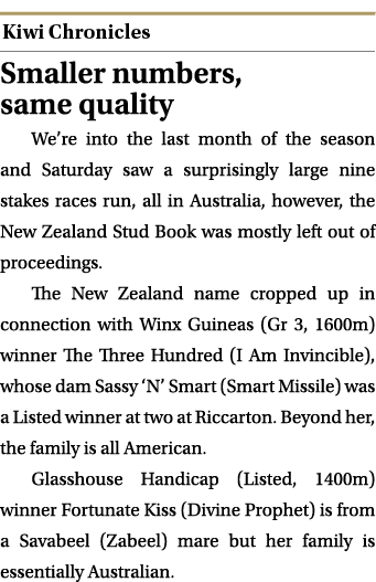  ￼ Smaller numbers, same quality We’re into the last month of the season and Saturday saw a surprisingly large nine s...