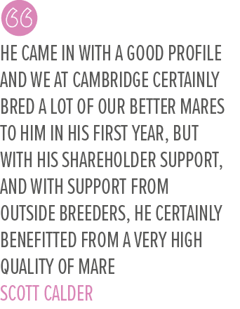 He came in with a good profile and we at Cambridge certainly bred a lot of our better mares to him in his first year,...