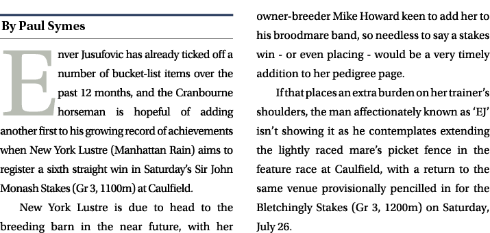 ￼ Enver Jusufovic has already ticked off a number of bucket list items over the past 12 months, and the Cranbourne ho...