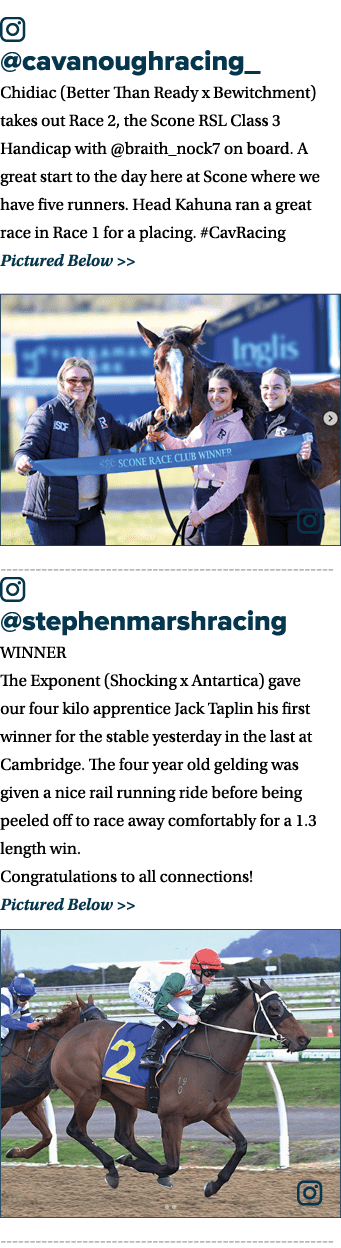 ￼ @cavanoughracing_ Chidiac (Better Than Ready x Bewitchment) takes out Race 2, the Scone RSL Class 3 Handicap with @...