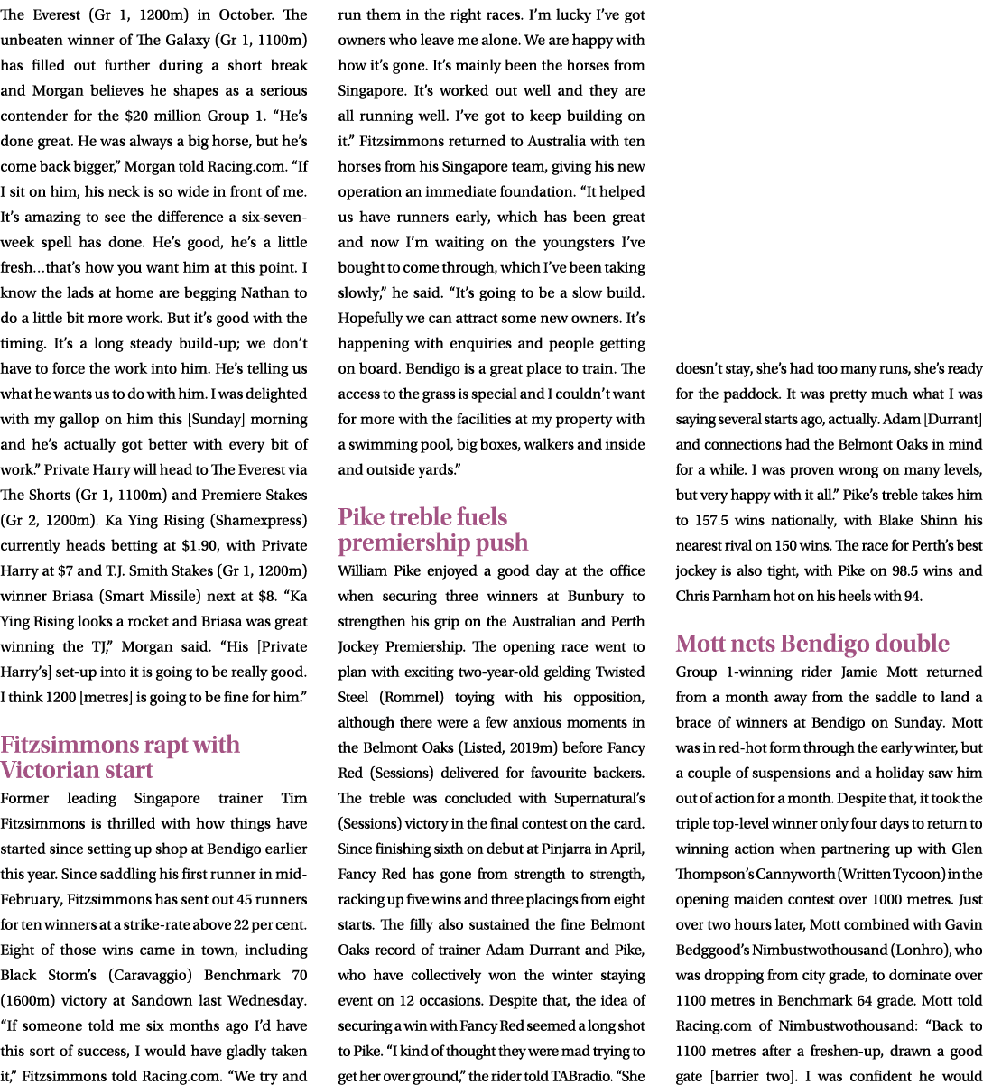 The Everest (Gr 1, 1200m) in October. The unbeaten winner of The Galaxy (Gr 1, 1100m) has filled out further during a...