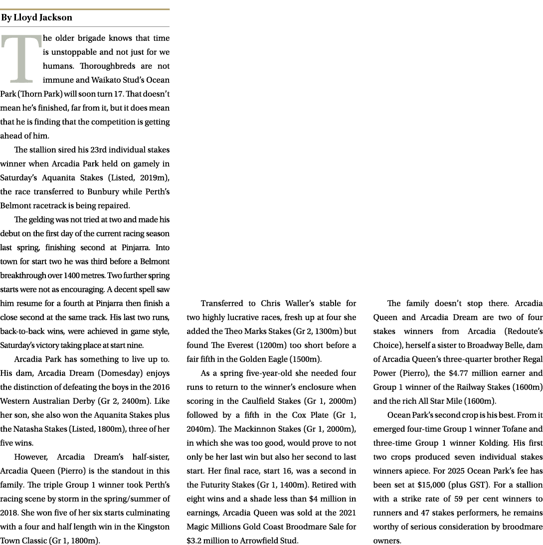 ￼ The older brigade knows that time is unstoppable and not just for we humans. Thoroughbreds are not immune and Waika...