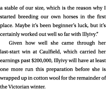 a stable of our size, which is the reason why I started breeding our own horses in the first place. Maybe it’s been b...