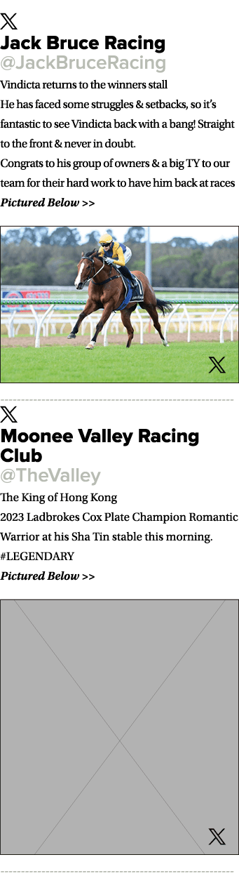 ￼ Jack Bruce Racing @JackBruceRacing Vindicta returns to the winners stall He has faced some struggles & setbacks, so...